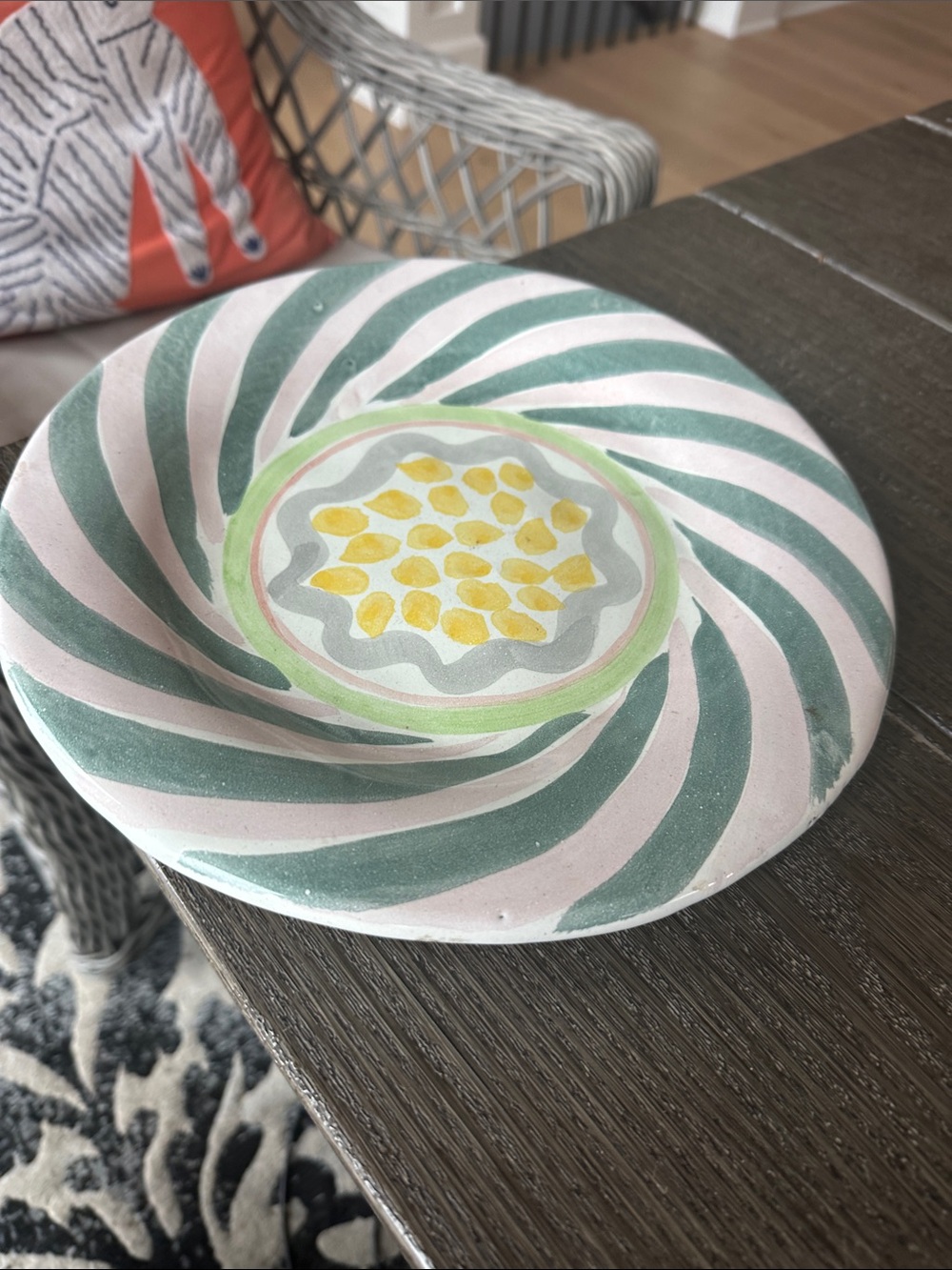 Mackenzie Childs terracotta retired dinner plate in excellent shape 11 D